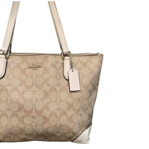 Coach F29208 Shoulder Handbag Tote Pvc All-Over Pattern Light Khaki - Picture 4 of 14